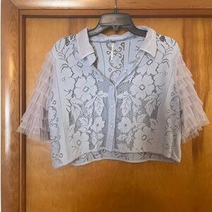 Free People Lace Floral Women Top - Lavender